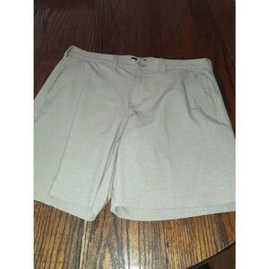 Mens Size 32 George Brown Khaki Tan White Small Plaid Mid Rise Shorts Pockets